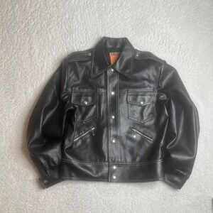 Stylish Black Leather Bomber Jacket
